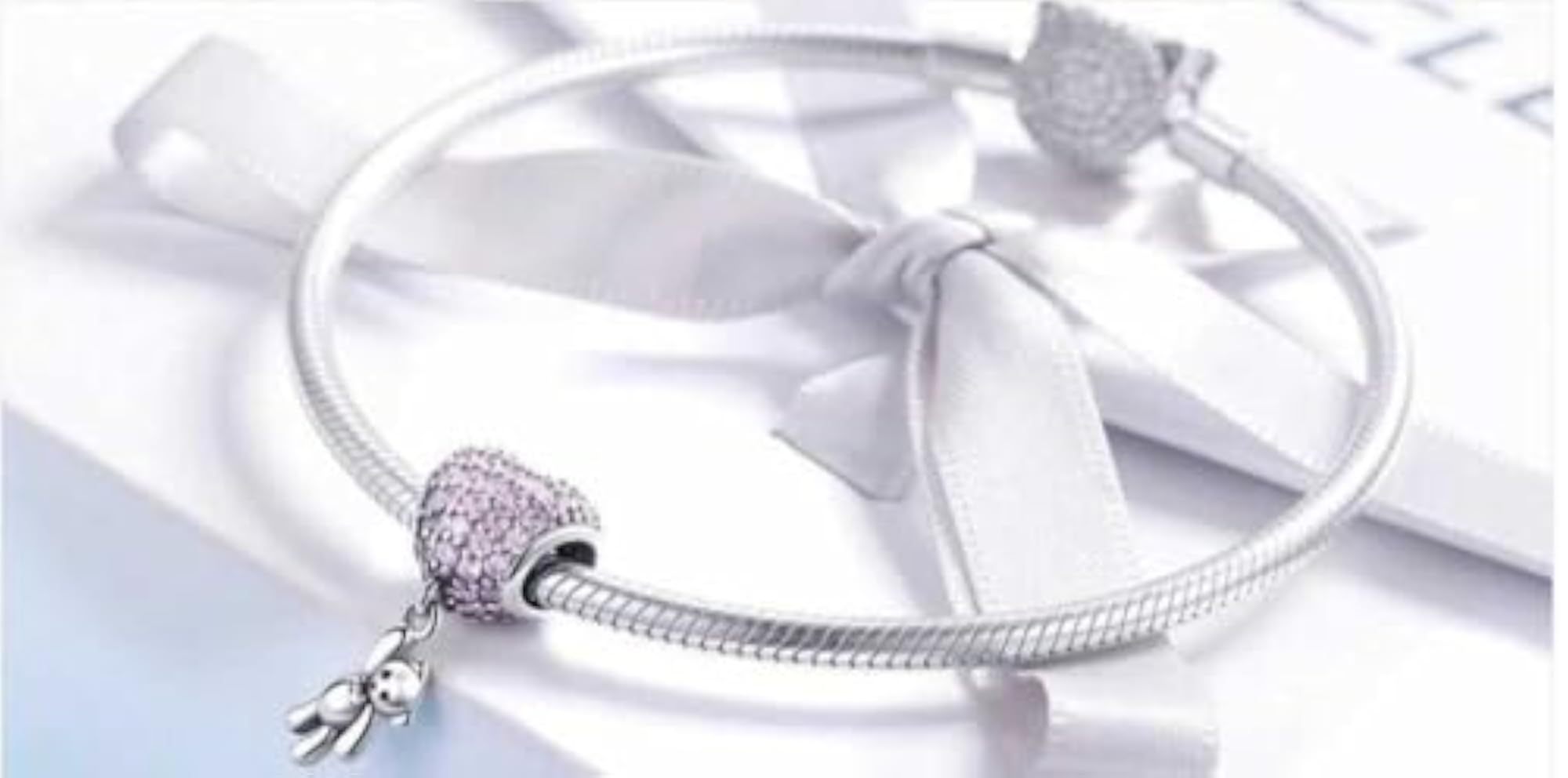 Women's Silver Plated Infinity & Teddy Charm with Zirconia